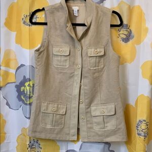 Chico's Tan Utility Vest Lightweight Sleeveless Design